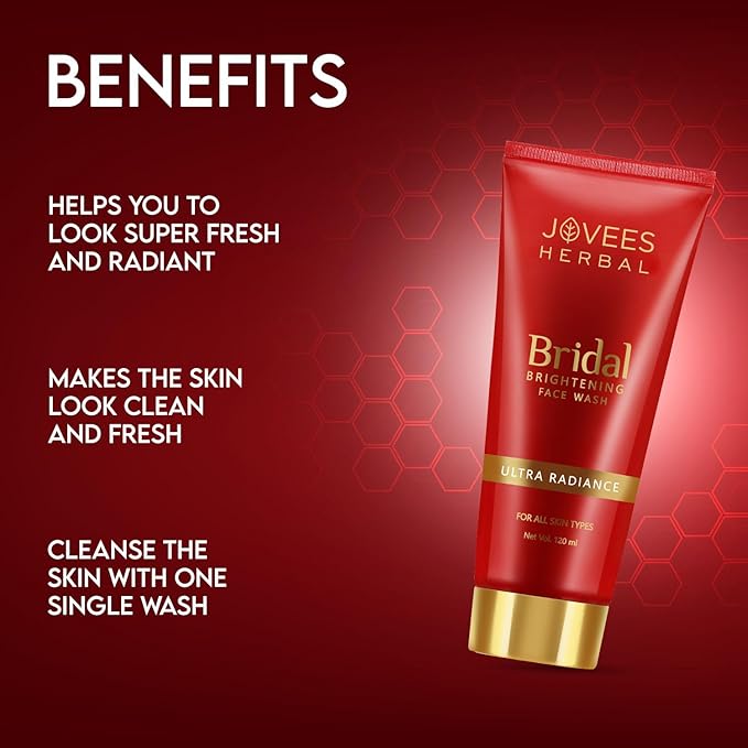 Jovees Herbal Bridal Brightening Face Wash | Ultra Radiance For Brightening Skin | Reduces Dark Spot 120ml
