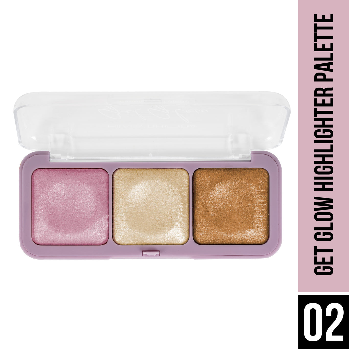 Get Glow Highlighter Palette Ultra Blendable Shades | Long-Lasting Formula | Highly Pigmented | Shimmer Finish | Weightless Feel | Illuminating Glow    Color: Shade 02