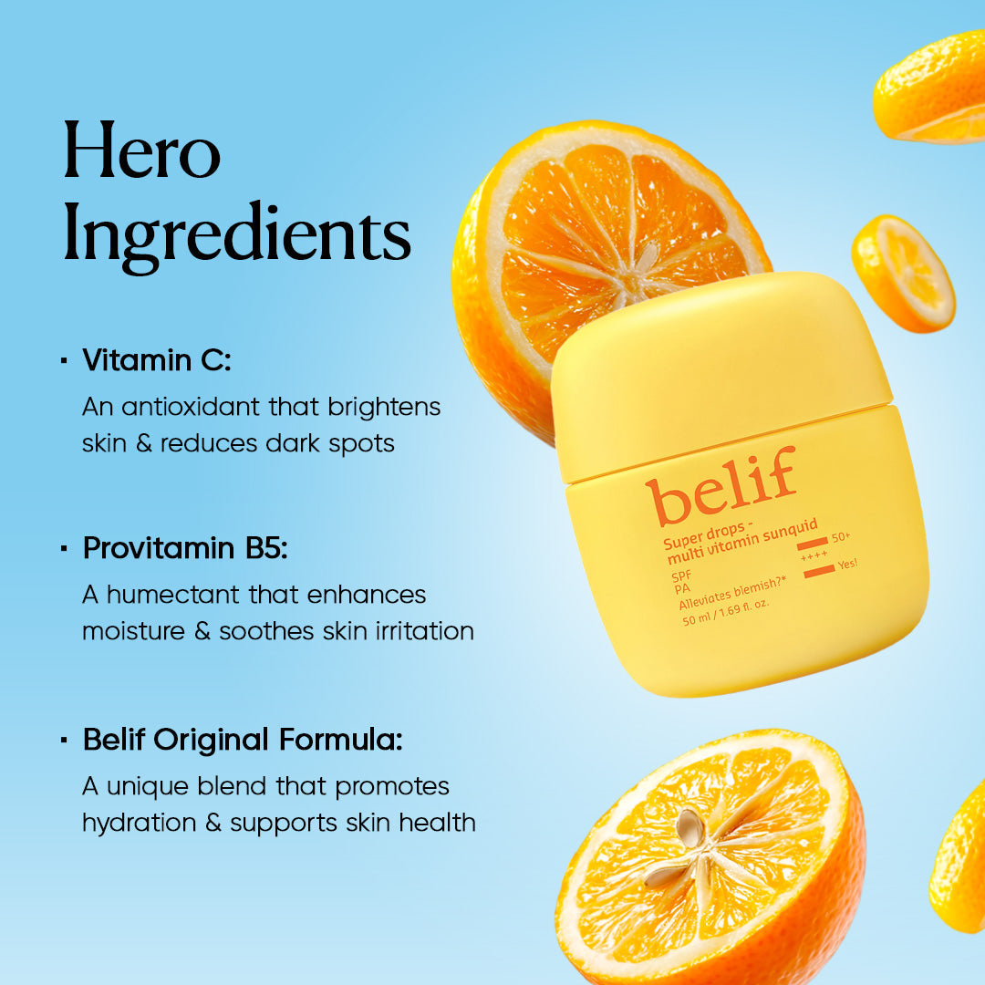 belif India Super Drops Multivitamin Sunquid SPF 50+ PA++++ 50ml