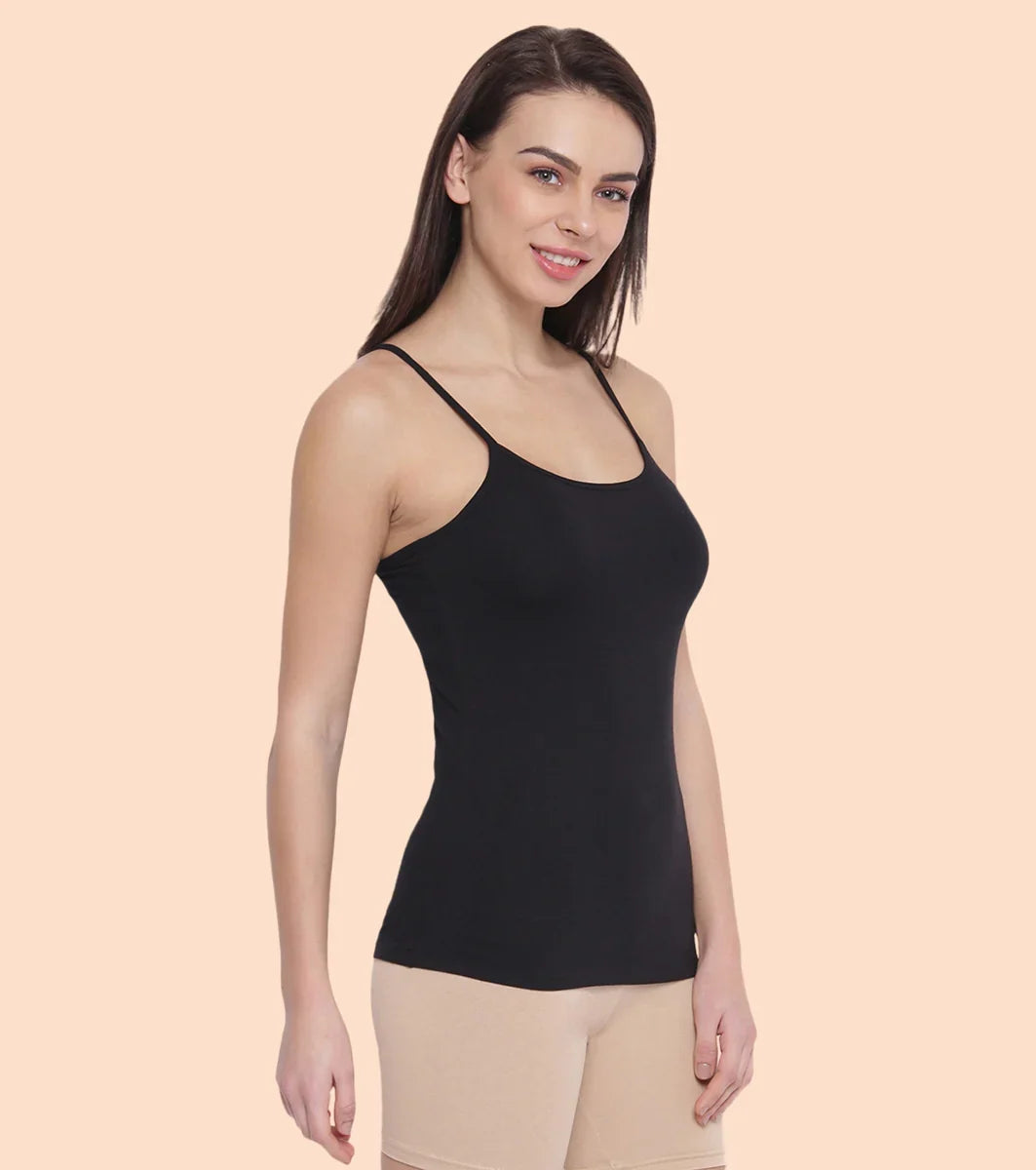 Enamor Essentials Stretch Cotton Camisole for Women | E001 S / Black