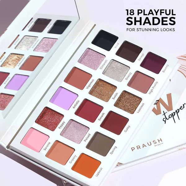 Praush - The Showstopper Eyeshadow Palette With 18 Pigmented Shades & No Fallout