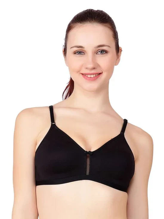 Floret Katrina Full Coverage Women Non Padded Wired Free Bra 30(B) / BLACK