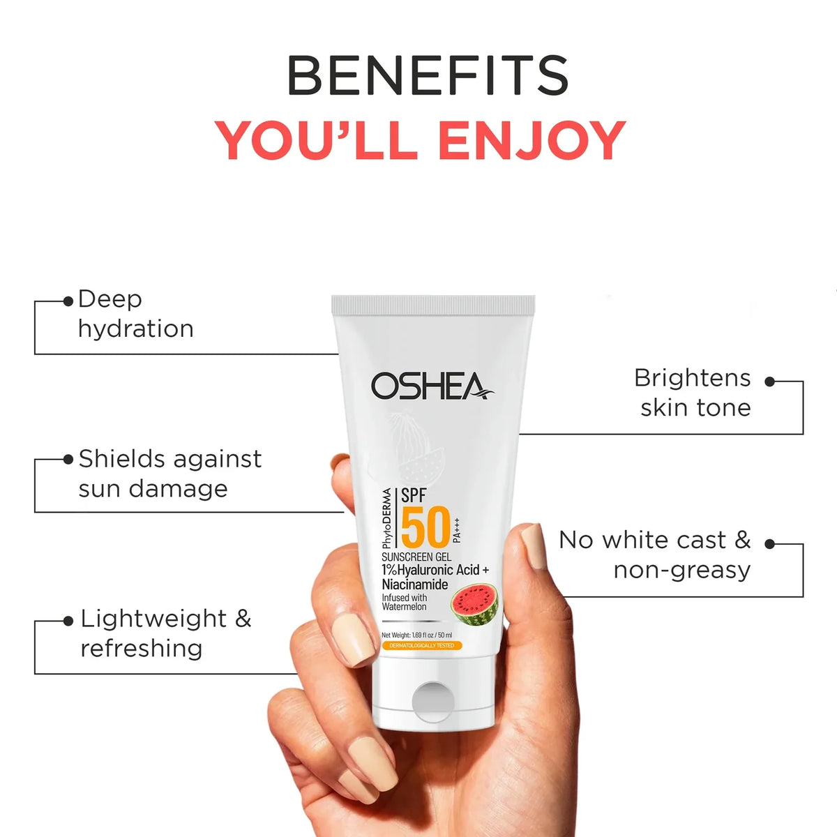 Oshea Herbals OSHEA HERBAL Hyaluronic Acid Sunscreen Gel SPF 50 for Dry and Dehydrated Skin 50ml