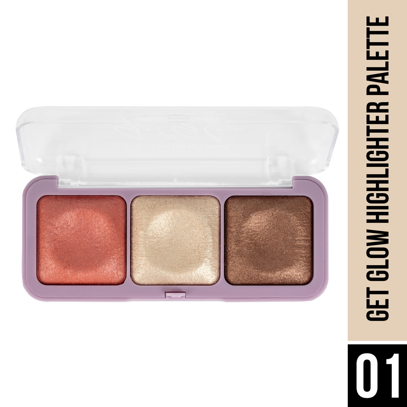 Get Glow Highlighter Palette Ultra Blendable Shades | Long-Lasting Formula | Highly Pigmented | Shimmer Finish | Weightless Feel | Illuminating Glow  Color: Shade 01