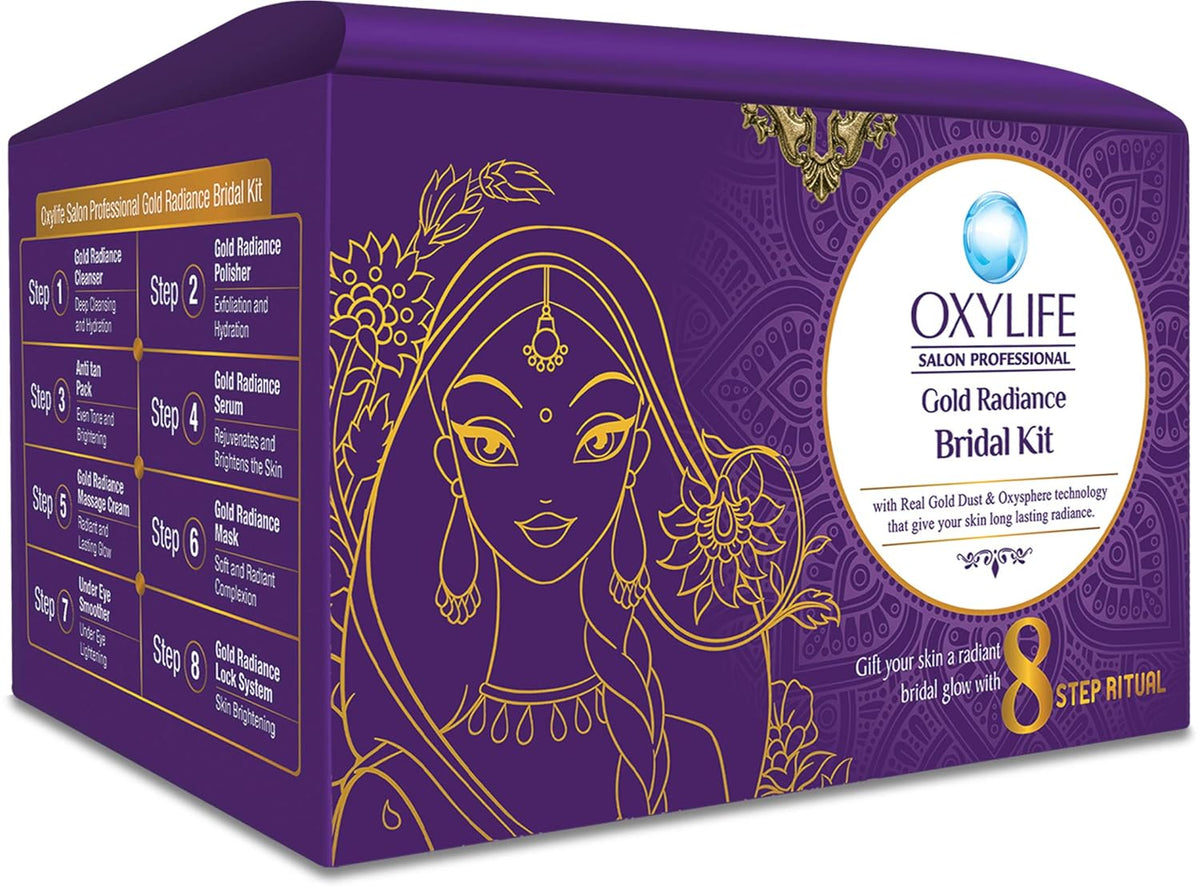 Oxylife Salon Professional Gold Radiance Bridal Kit - 336g (with x2 Jaquline Kajal Free)