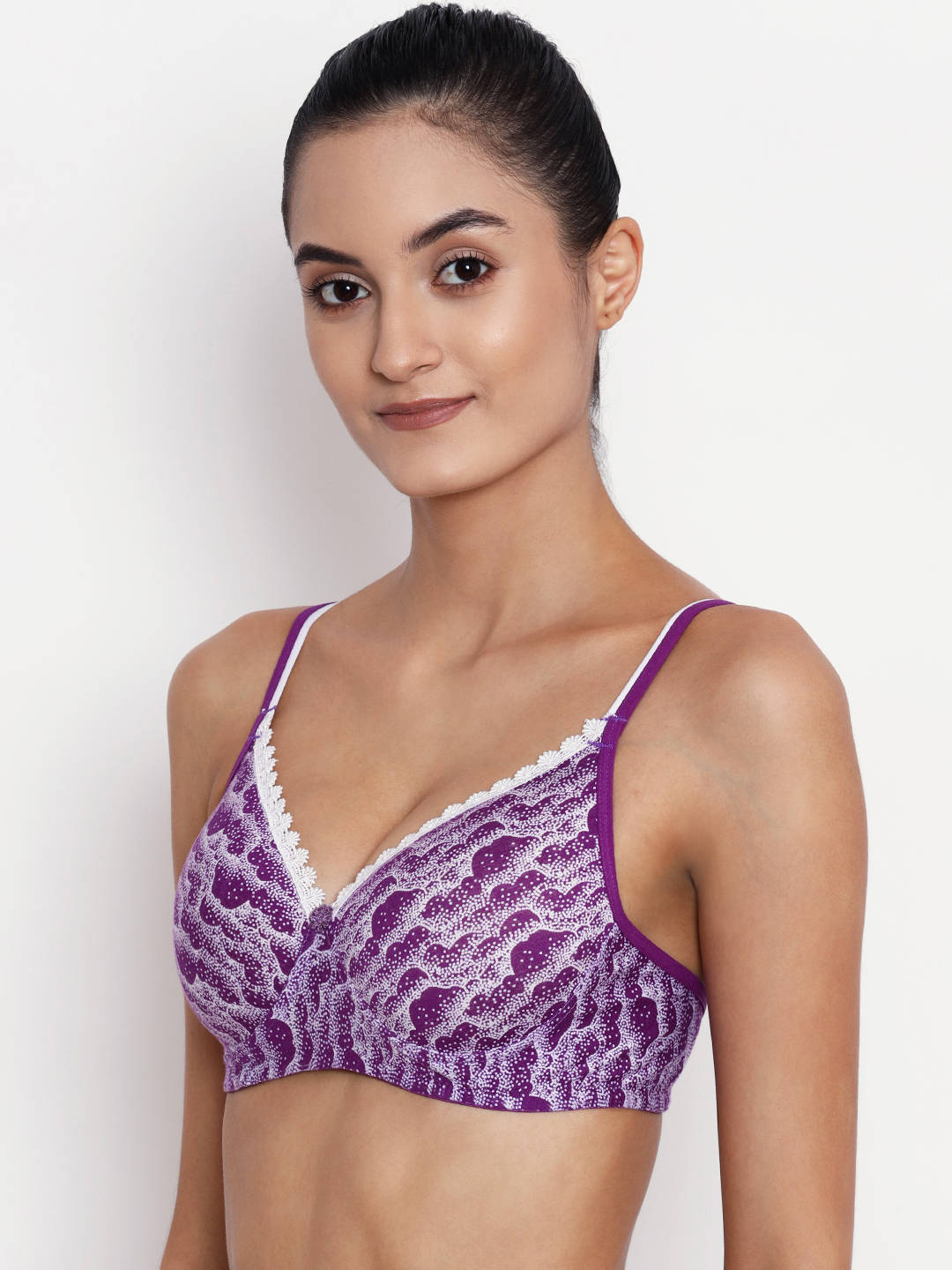 Abelino Printed Lightly Padded Push-up Bra - Purple (28B) · 28B