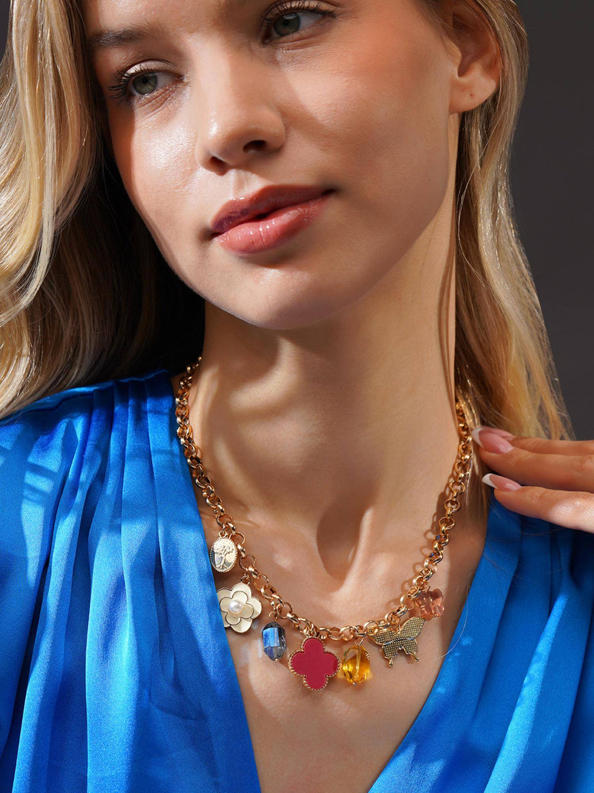 AANURA Charm Layered Statement Necklace