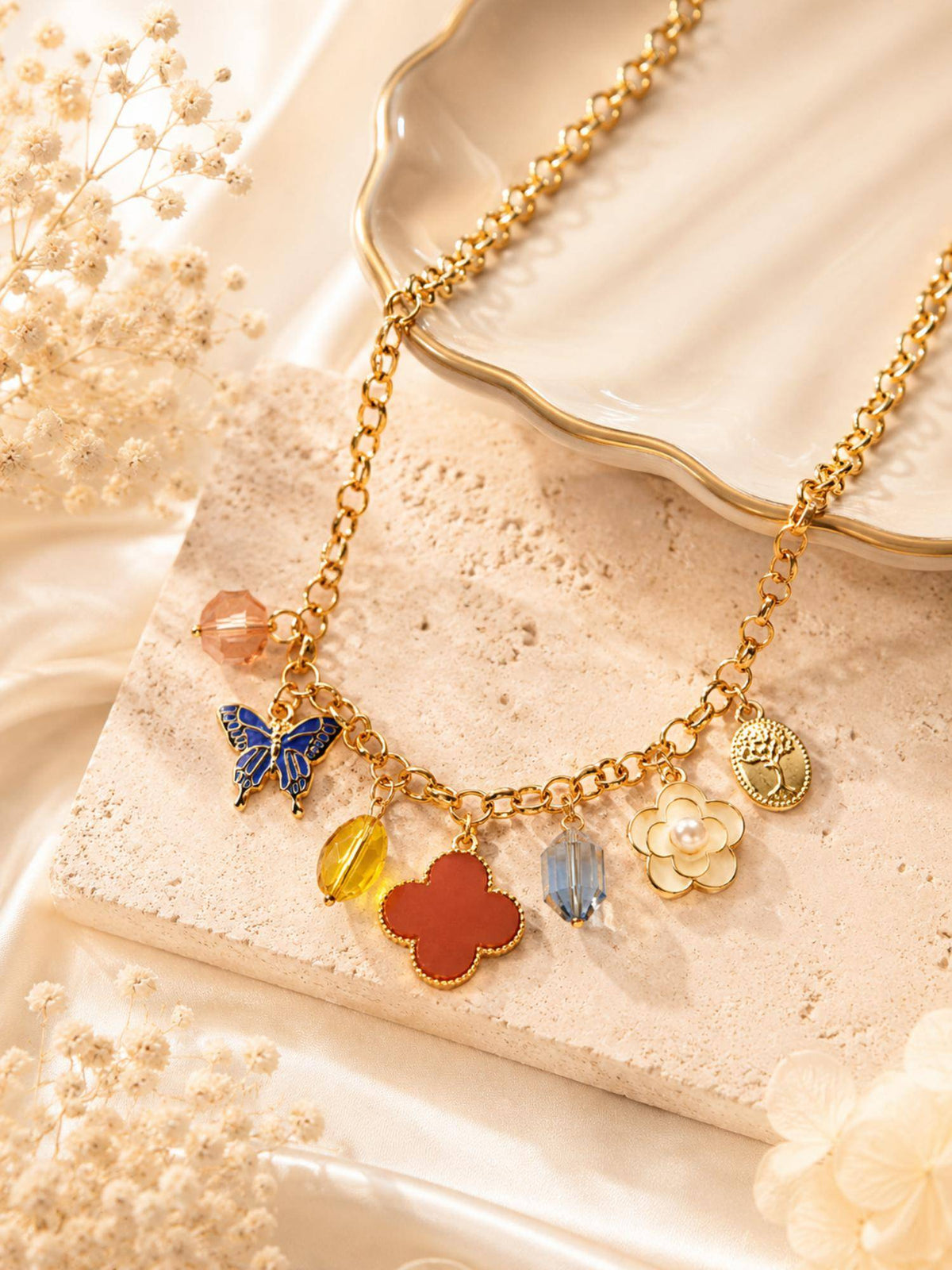 AANURA Charm Layered Statement Necklace
