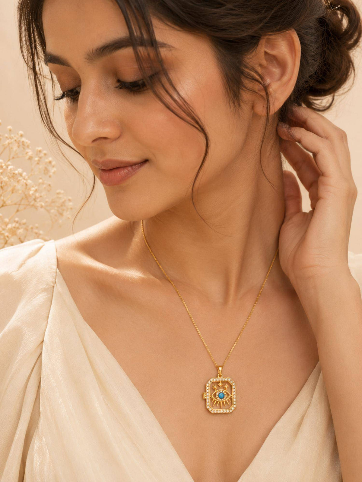 AANURA Blue Eye Star 18K Gold Plated Charm Necklace