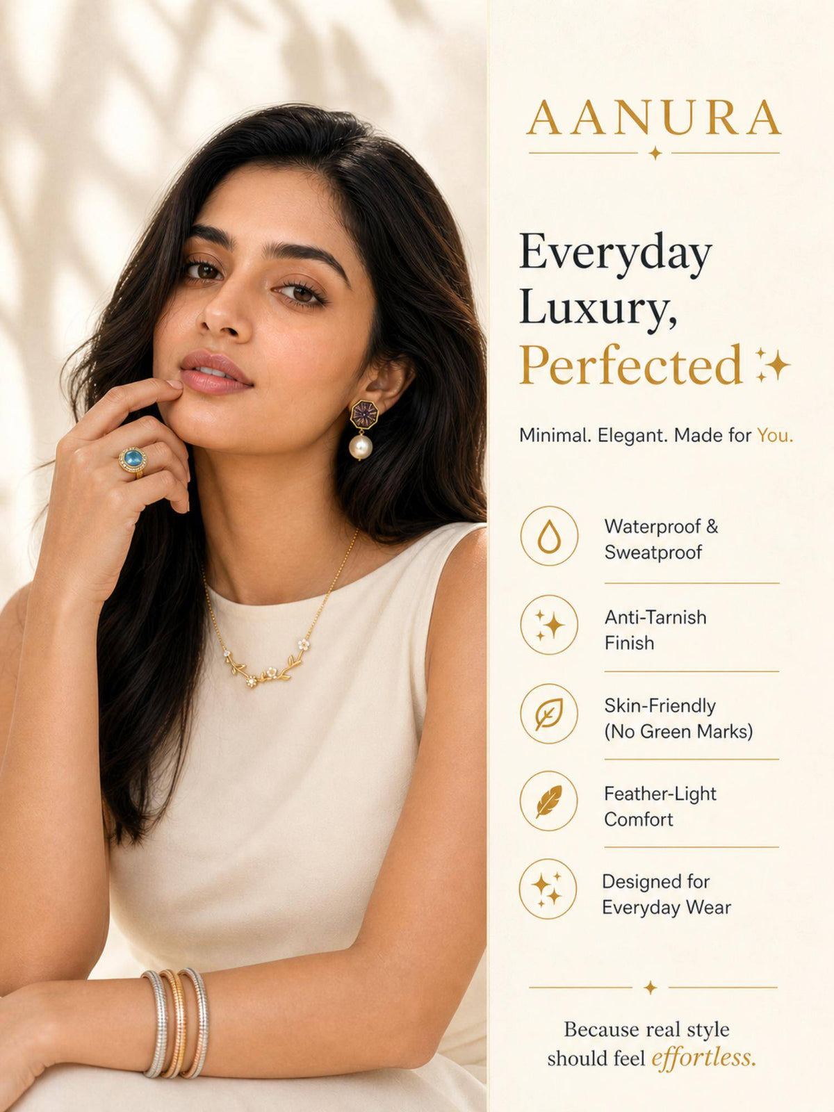 AANURA 18K Gold Plated Purple Halo Crystal Pendant Necklace