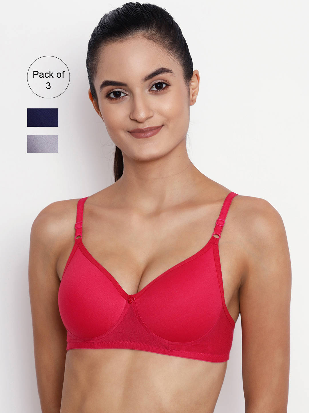 Abelino Pack Of 3 Non-wired Lightly Padded T-shirt Bras. - Multi-Color (36B) · 36B