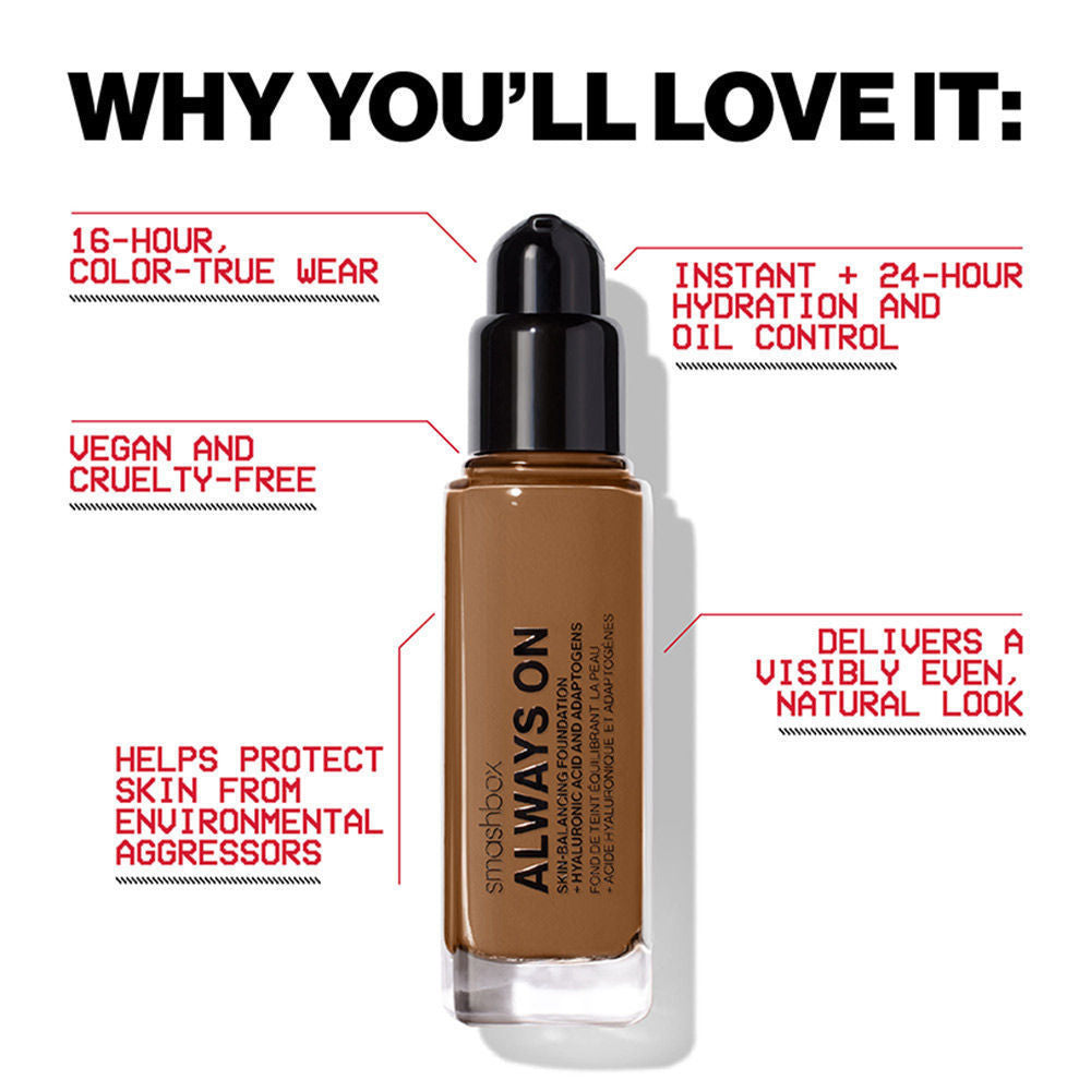 Smashbox Always On Foundation F20N (Level Two Fair With A Neutral Undertone) (30ml)