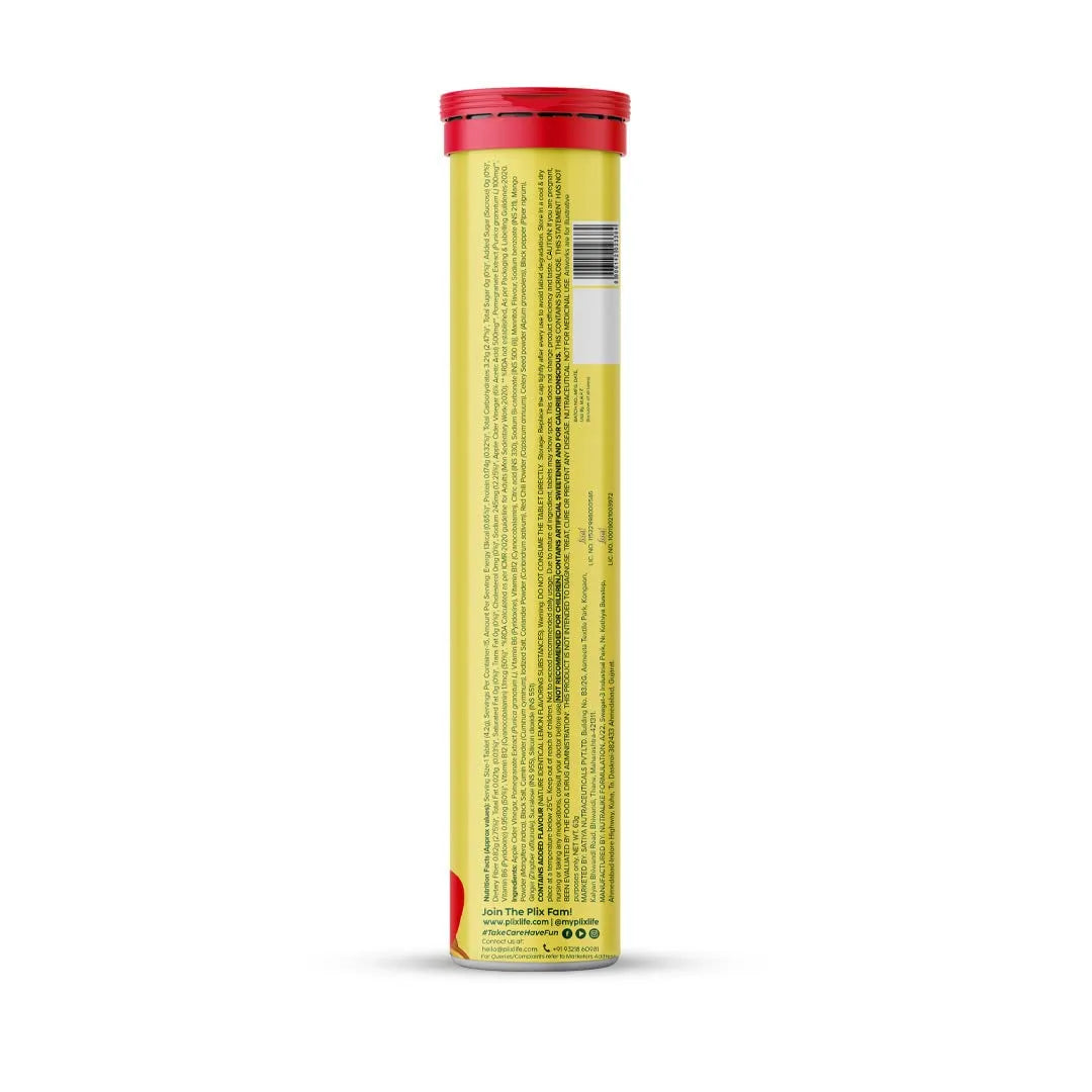 Plix - Apple Cider Vinegar Bubbly Effervescent Daily Fizzy to Manage Weight Lemon Masala Flavour Tablets (15N)