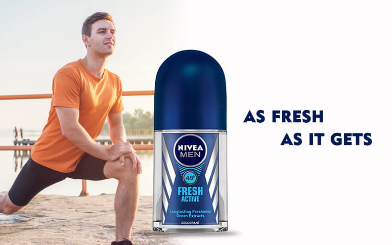NIVEA - Men Deodorant Roll On, Fresh Active, 48h Long lasting Freshness (50mL)