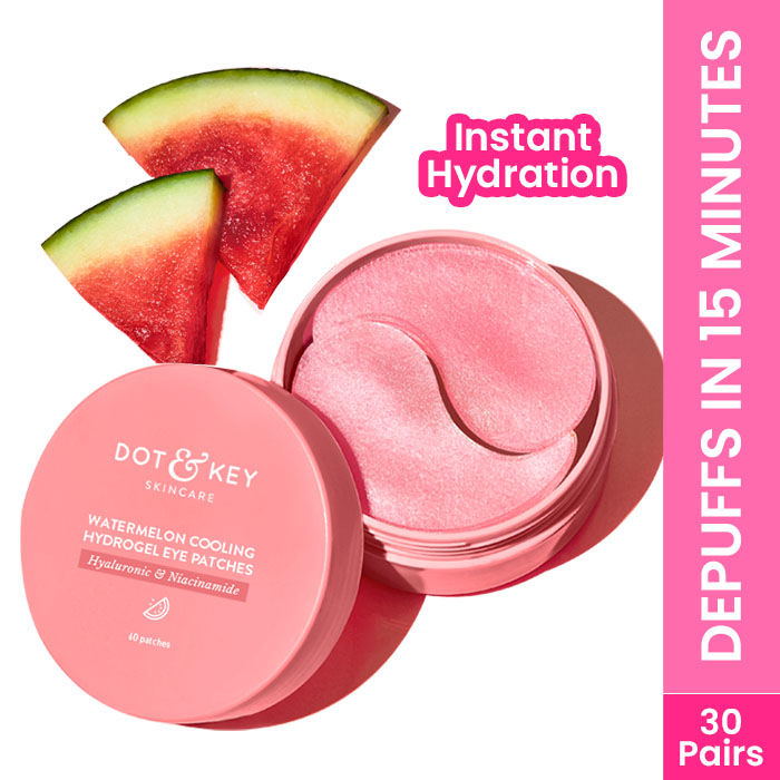 Dot & Key Watermelon Cooling Hydrogel Eye Patches, With Hyaluronic & Niacinamide, Depuffs & Cools (60 patches)