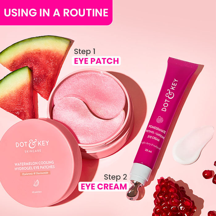 Dot & Key Watermelon Cooling Hydrogel Eye Patches, With Hyaluronic & Niacinamide, Depuffs & Cools (60 patches)
