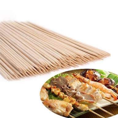 Kalakriti Bamboo (260 pcs) Wooden Skewers/BBQ Sticks Seekh for Kabab, Paneer Tikka, Fruits Salad| Barbecue skewers for Oven Microwave Pan Grilling (6 inches Eac