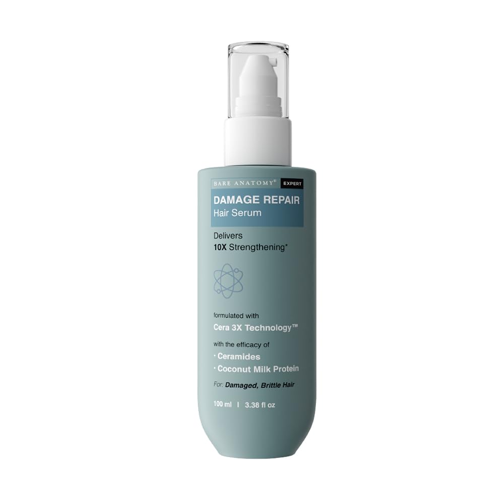 Bare Anatomy Damage Repair Hair Serum, Powered by Cera3x Technology Delivers 3x Hair Strengthening, Serum for Smoothing for Dry and Frizzy Hair, 100ml