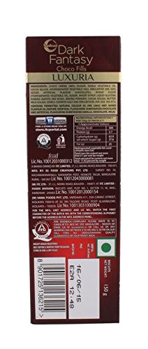 Sunfeast Dark Fantasy Biscuits - Choco Fills Luxuria, 150g Carton