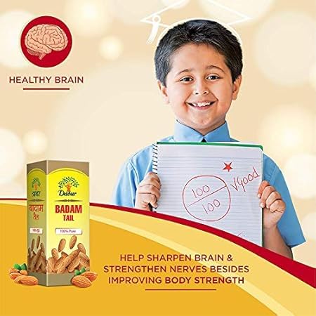 Dabur Badam Tail : 100% Pure | Sweet Almond Oil| Rich in Vitamin -E for Healthy Skin , Hair and Body -50ml
