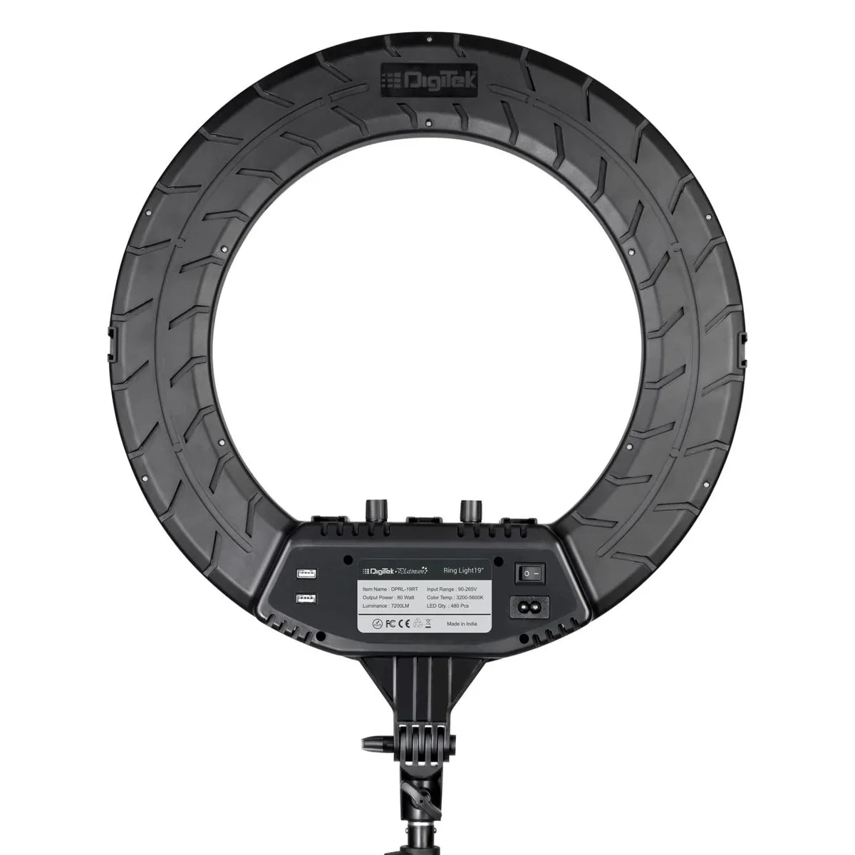 Digitek Platinum DPRL-19RT Professional LED Ring Light Runs on AC Power with No Shadow apertures, Ideal use for Makeup, Video Shoot, Fashion Photography & Many