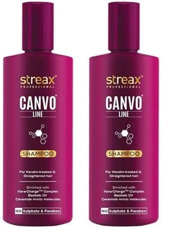 Streax Professional Canvoline Straightening Post Care Shampoo for Women | Enriched with Kera-Charge™ Complex | Anti Frizz & Hair Breakage | Soft & Tangle Free H