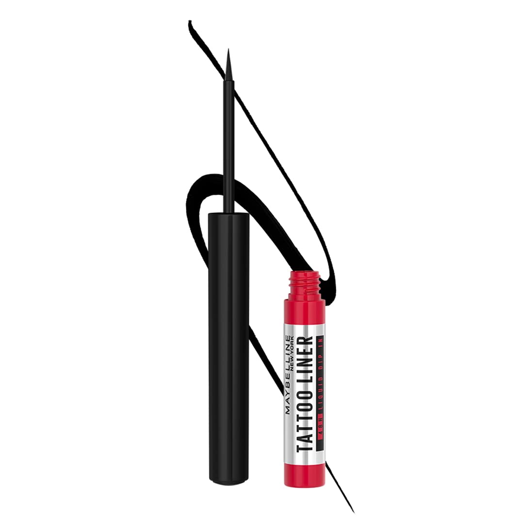 Maybelline New York Tattoo Liquid Eye Liner 48H Dip In, Black | Long Lasting Smudge Proof Eyeliner, Waterproof Eyeliner