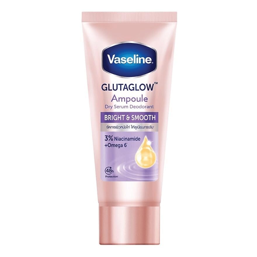 Vaseline GlutaGlow Bright & Smooth Ampoule Dry Serum Deodorant 45ml – Whitening Underarm Serum with Collagen and Omega 6 – Fast Absorbing Lightweight Formula fo