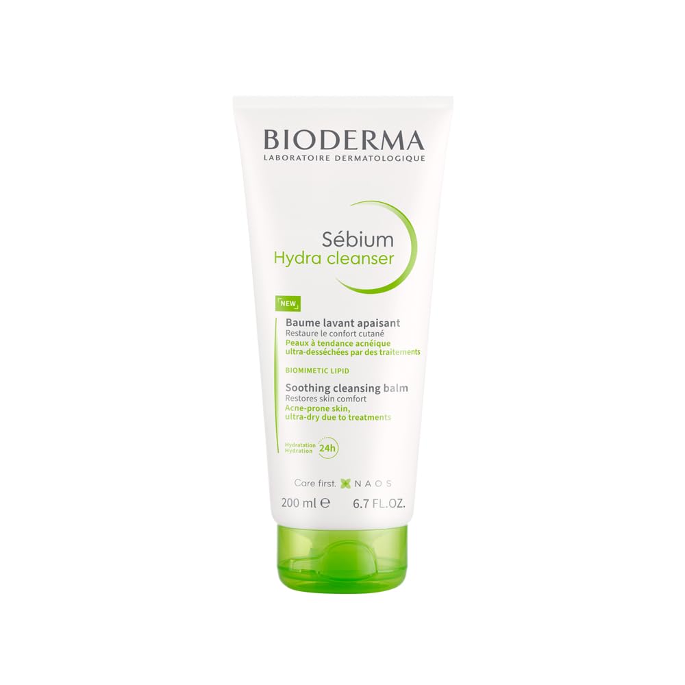 Bioderma Sebium Hydra Cleanser with Glycerin | Friction-Less Cleansing | 24H Comfort and Hydration | Acne Prone Sensitive Skin, 200 ml