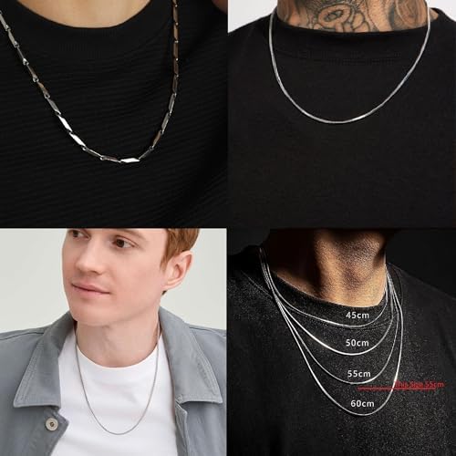 Classic Trendy Stainless Steel Silver Rice Box Patta Neck Necklace Chains for Men & Boys (Combo Pack of 3 Pieces)