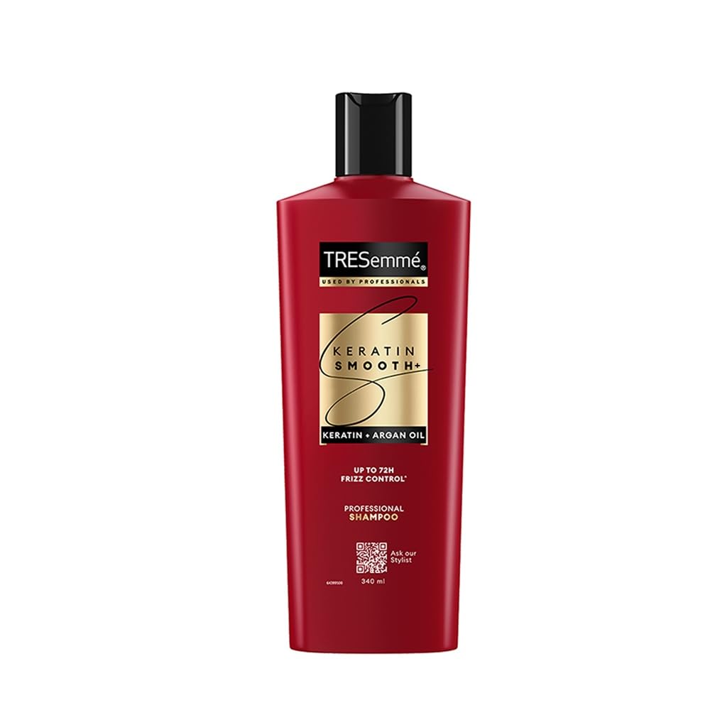 TRESemmé Keratin Smooth Shampoo 340 ML | 72H Frizz Control with Keratin Protein & Argan Oil | Paraben Free Smoothening Shampoo for Dry & Frizzy Hair 340 ml (Pac
