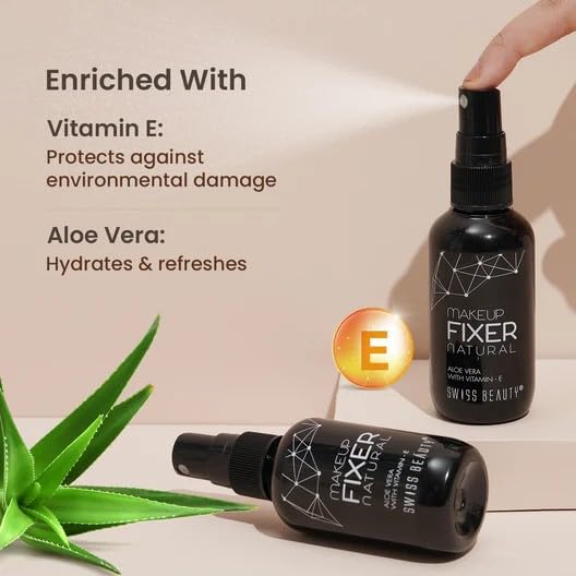Swiss Beauty Long lasting Misty Finish Professional Makeup Fixer Spray for Face makeup | With Aloe Vera and Vitamin- E | Light weight, quick dry makeup Setting spray |70 ML|