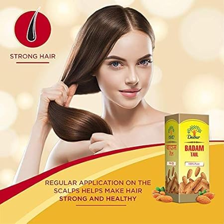 Dabur Badam Tail : 100% Pure | Sweet Almond Oil| Rich in Vitamin -E for Healthy Skin , Hair and Body -50ml