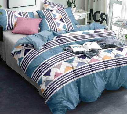 THE HOME STYLE Super Soft Glace Cotton King Size Ac Comforter/Blanket/Duvet With 1 Flat Bedsheet And 2 Pillow Cover For Double Bed(Design 2,Comforter Set,Multi)
