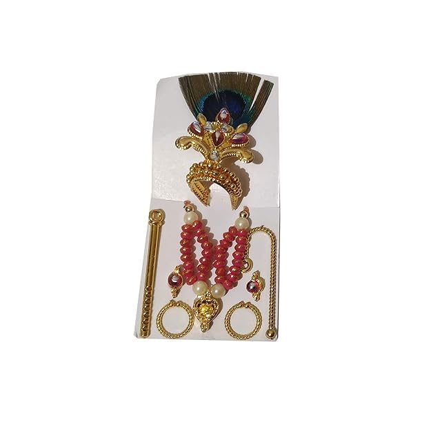 Bal Gopal Mukut Crown Neclace Bangles Flute Earing Set For Kahna Ji