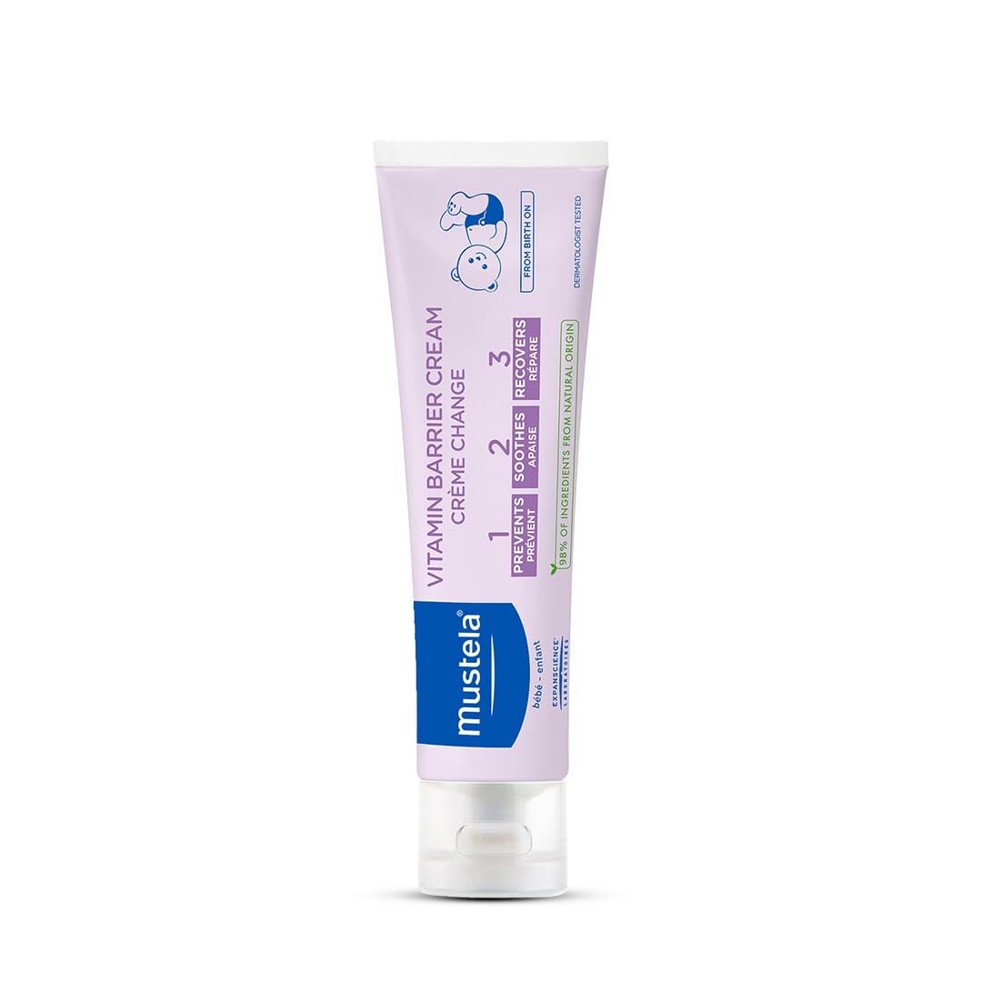 Mustela Baby Natural Diaper Cream – Fragrance-Free with Olive Oil, Aloe Vera & Sunflower Oil – Vegan & EWG Verified – 2.53 fl oz (50g) 50 g (Pack of 1)
