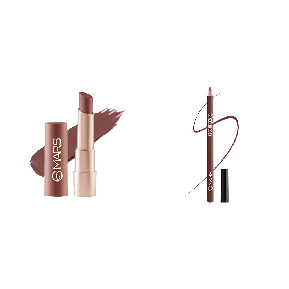 MARS Creamy Matte Long Lasting & Creamy Lipstick(3.2 gm) (09-Bollywood Surprise) Matte Lip Liner One Swipe Smooth Long Lasting Lip Pencil (1.4gm) (04-SCANDALOUS