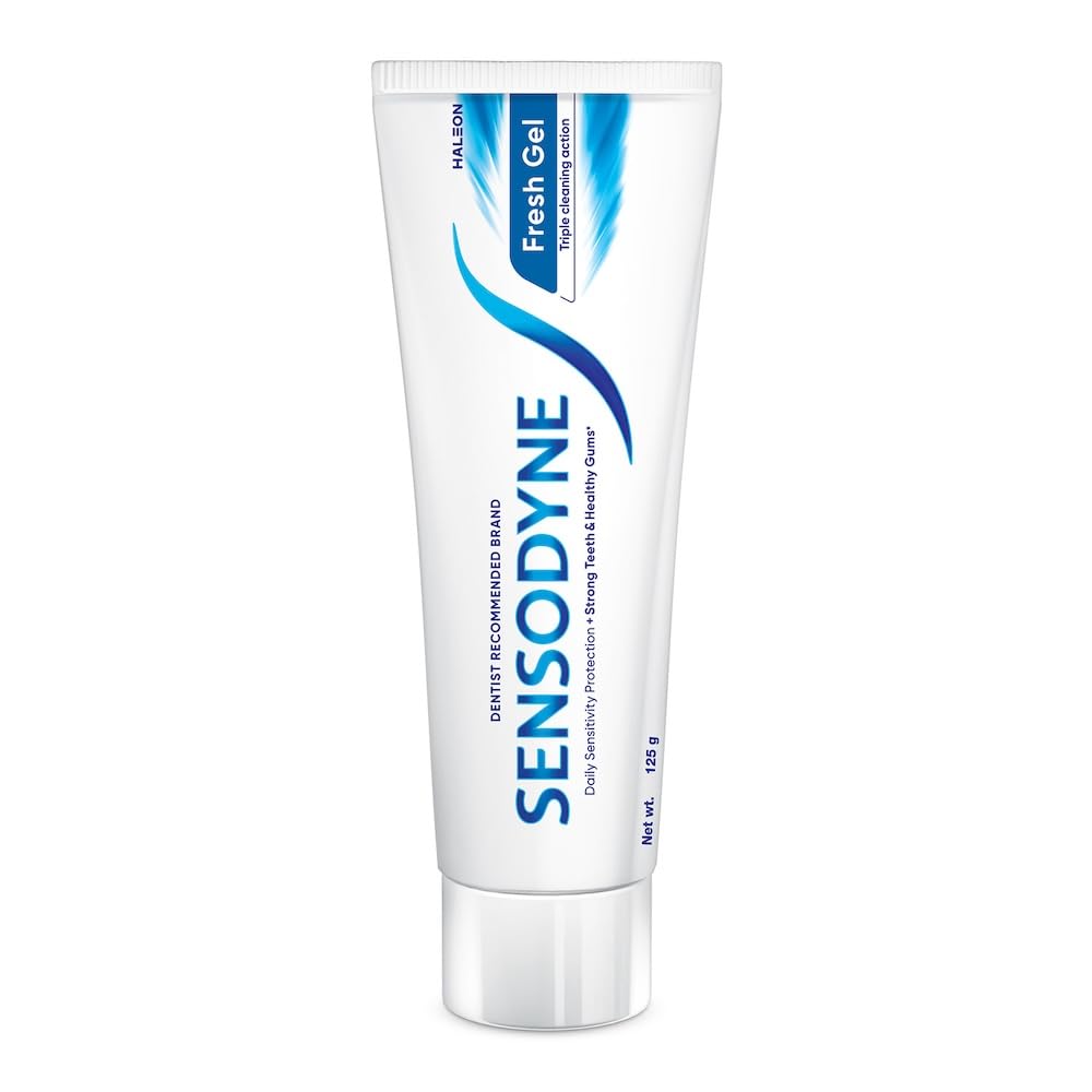 Sensodyne Toothpaste Fresh Gel | Daily Sensitivity Relief Tooth Paste Combo Pack - 250gm (125gm x 2) | Dentist Recommended | Everyday Use Paste, Fresh Breath, F