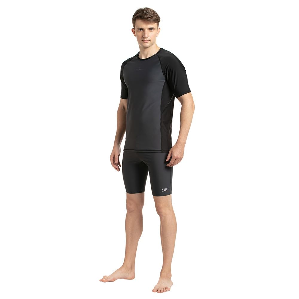Speedo Men's Endurance 10 Short Sleeve Suntop Oxid Grey/Black S