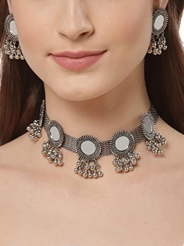 Elegant Oxidized Choker Necklace Set - Handcrafted Traditional Indian Jewelry for Women