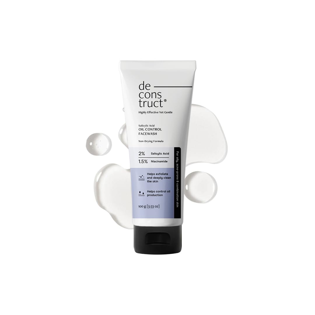 Deconstruct 2% Salicylic Acid Oil Control Face Wash with Niacinamide| For Oily, Combination, Normal Skin | Facewash for Men & Women | 100g 100 ml (Pack of 1)