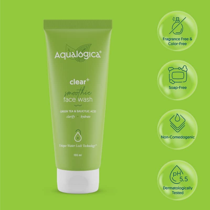 Aqualogica - Clear+ Smoothie Face Wash with Green Tea & Salicylic Acid (100ml)