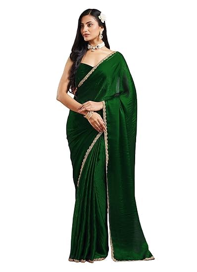 Women's Chiffon Two Tone Saree (With Blouse) Free Size Bottal