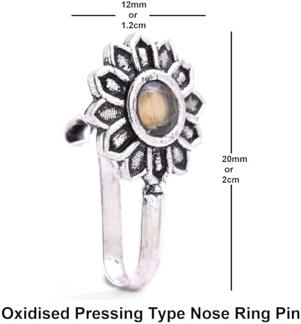 Traditional Maharashtrian Clip-On Nath Nose Ring in Oxidised Silver for Women