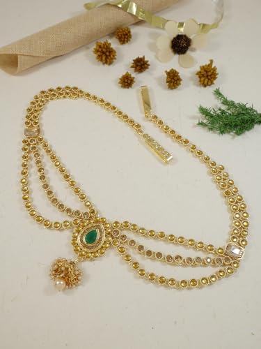 Gold Plated Traditional Kundan Stone Adjustable Kamarband/Belly Chain for Women and Girls