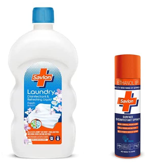 Savlon Laundry Disinfectant & Refreshing Liquid 1000ml| After Detergent Wash|Kills germs on clothes| Natural & Surface Disinfectant Spray Sanitizer, Germ Protection on Hard & Soft Surfaces, 170g