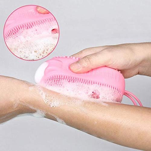 Smizzy Silicone Bubble Bath Quick Foaming Scrubbing Soft Rubbing Massage Body Cleaner Brush for Shower Bathroom, Random Color