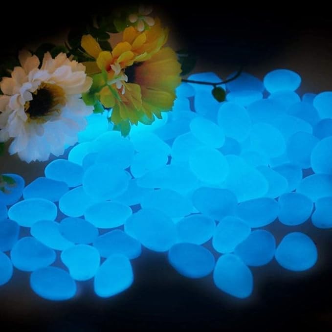 Glow In The Dark Rocks 100pcs Luminous Pebbles Glow Stones Outdoor Decor, Glowing Rocks For Garden Pond Path Lawn Yard, Glow Rocks Powered By Light Or Solar (Mu