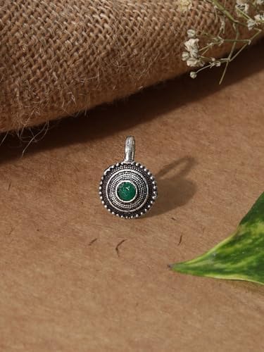 Traditional Maharashtrian Clip-On Nath Nose Ring in Oxidised Silver for Women