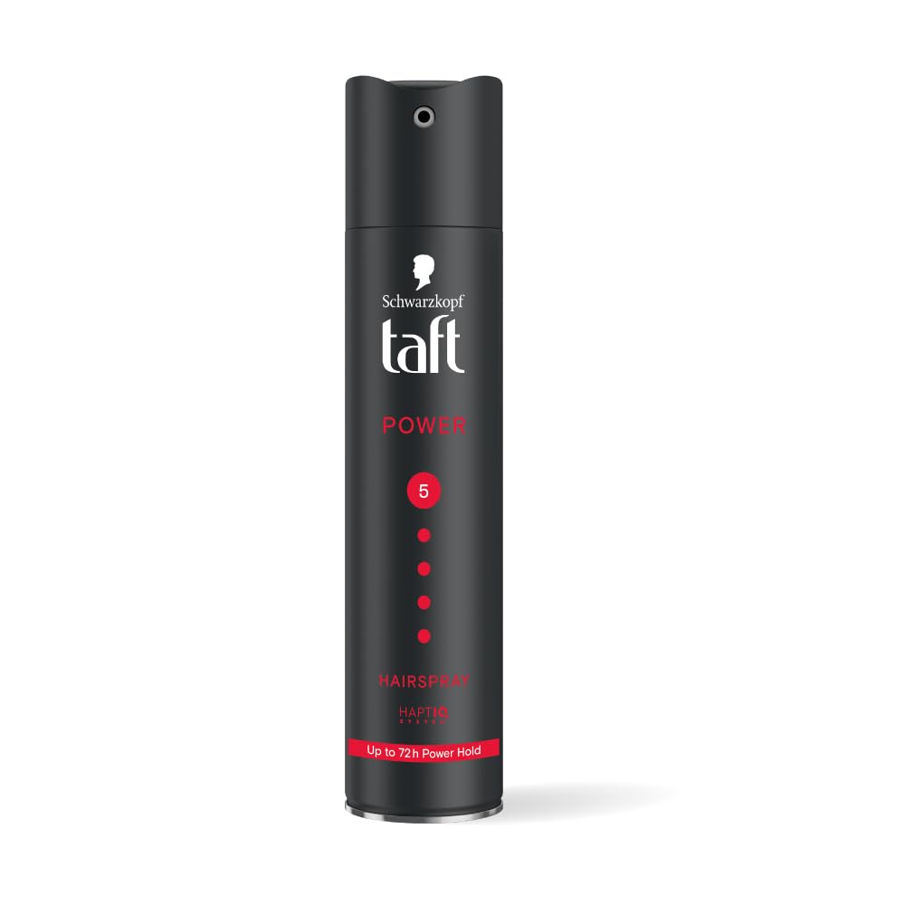 TAFT Schwarzkopf Power Hair Spray With Caffeine Formula For Strengthening Hair Hold 5, 72Hr Hold Protection From UV Rays, Wind And Humidity, No Stickiness, Easy